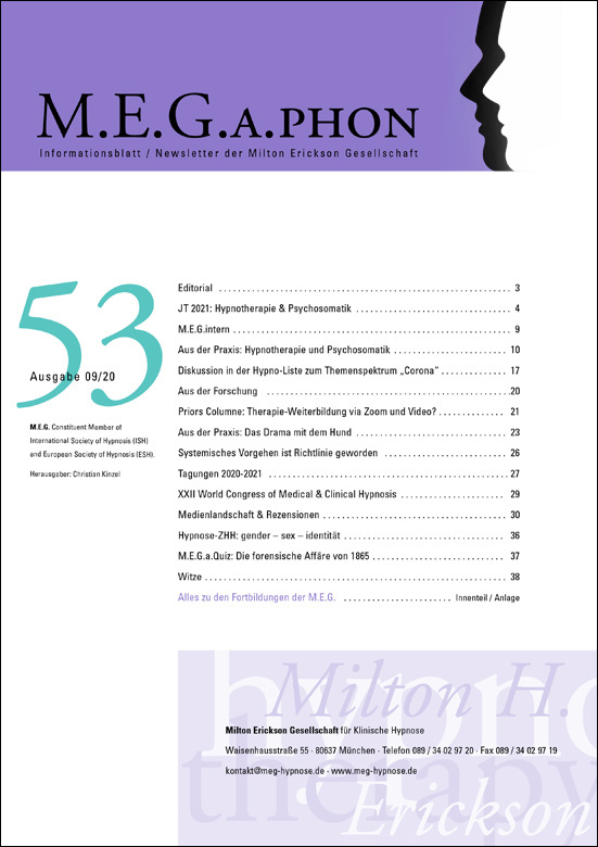 Das "Megaphon", die Zeitung der Milton Erickson Gesellschaft für klinische Hypnose, München